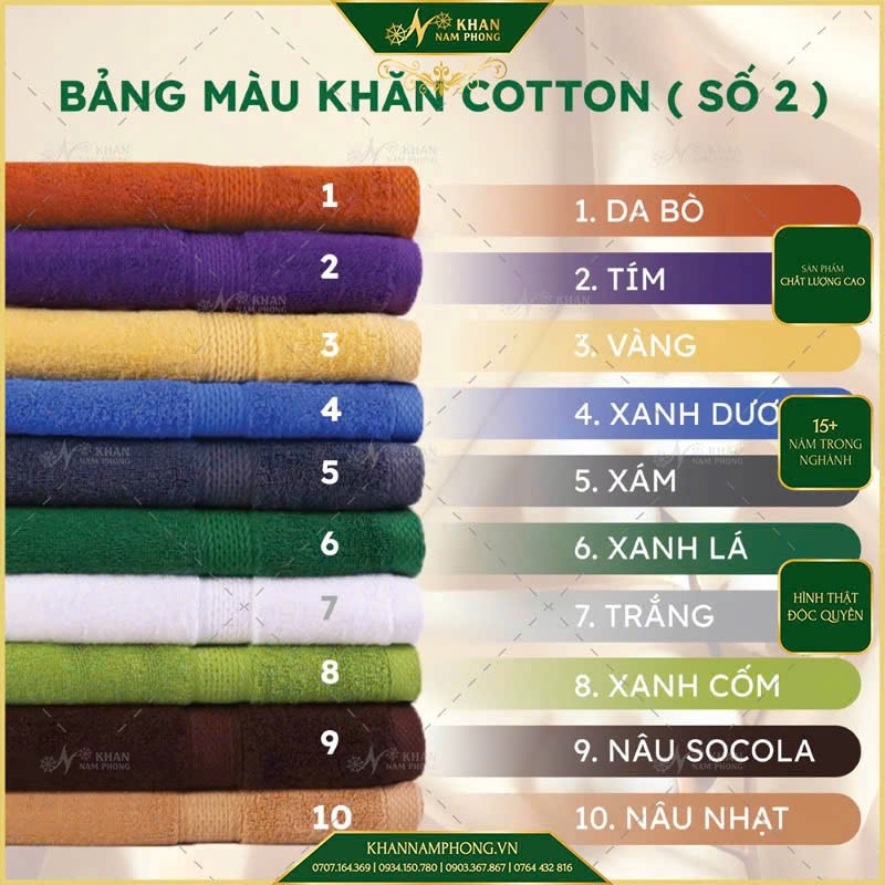 Bảng Màu Khăn Cotton Bảng màu khăn cotton