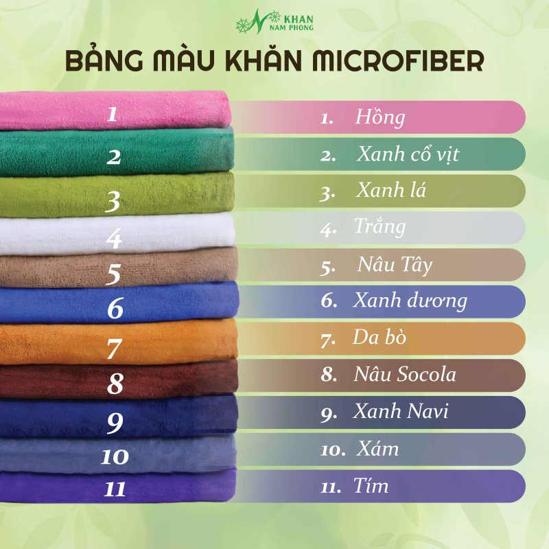 Bảng Màu Khăn Microfiber Bảng màu khăn microfiber