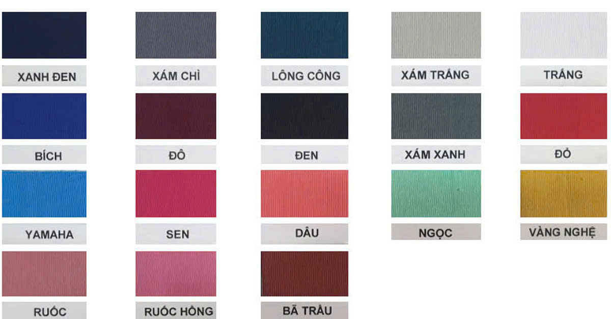 Bảng Màu Vải Đồng Phục Thun Lạnh Bảng màu vải đồng phục thun lạnh