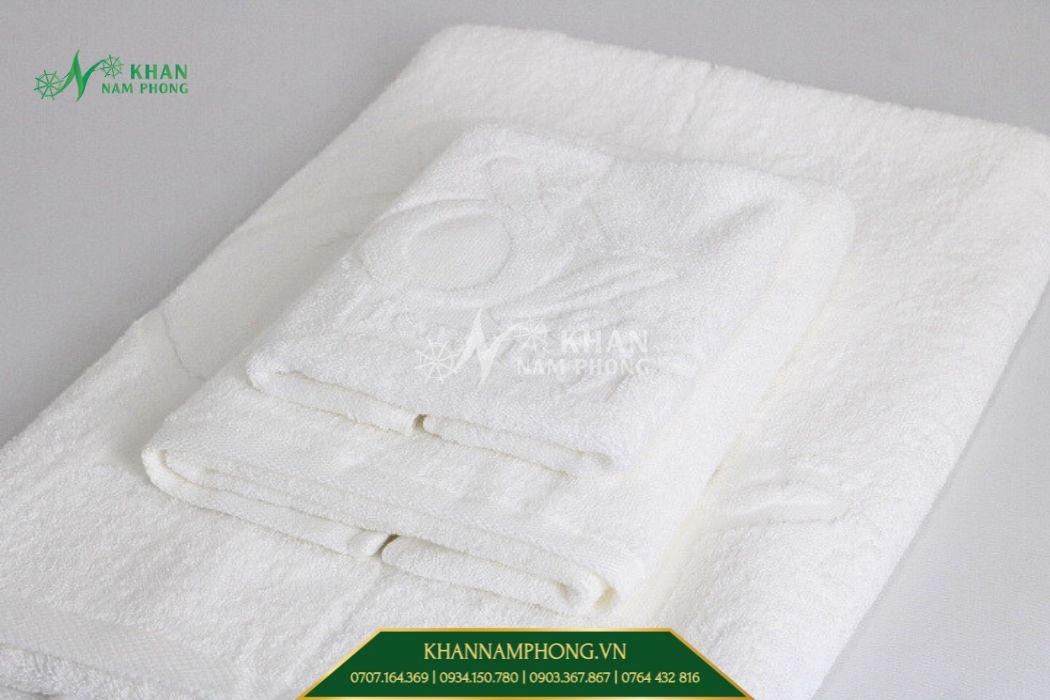 Bộ Khăn Khách Sạn Cotton Dập Logo Bộ khăn khách sạn cotton dập logo