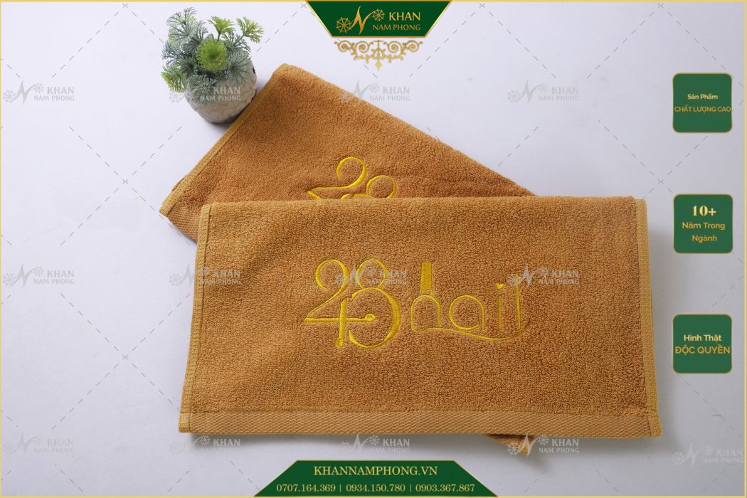 Khăn Tay Khách Sạn, Spa, Nail Cotton Thêu Logo Khăn tay khách sạn, spa, nail cotton thêu logo