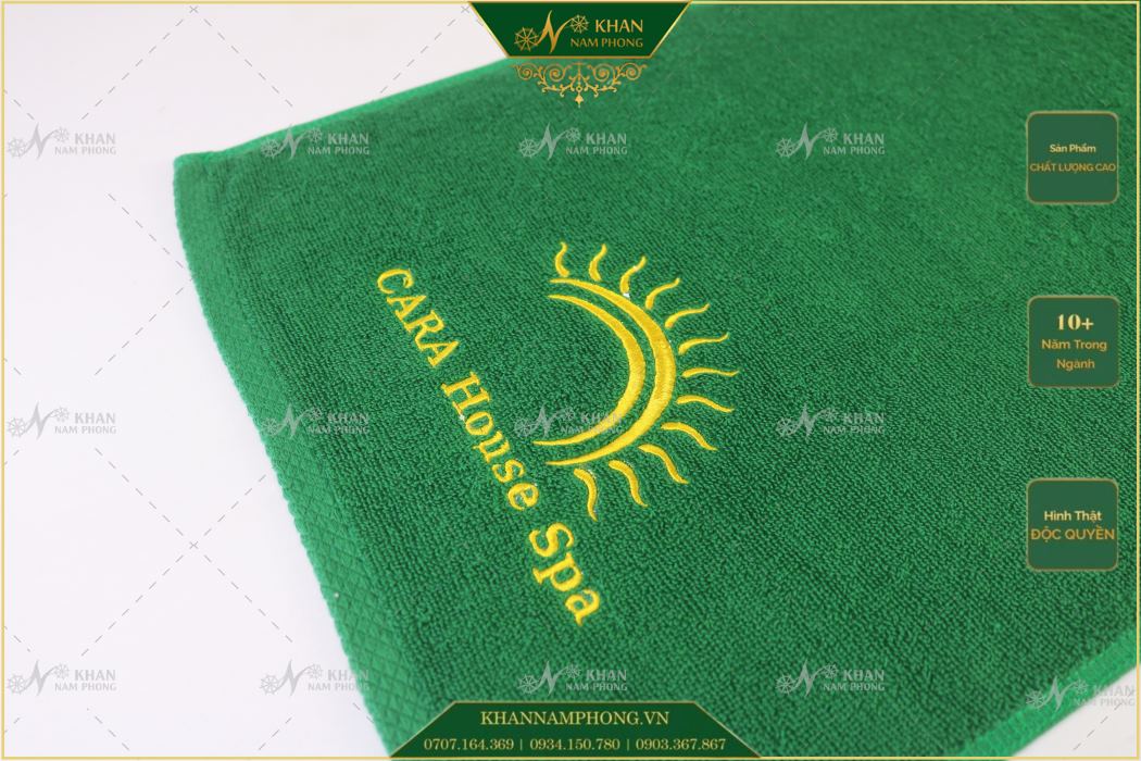 Khăn Cotton Thêu Logo Cara House Spa Khăn cotton thêu logo Cara House Spa