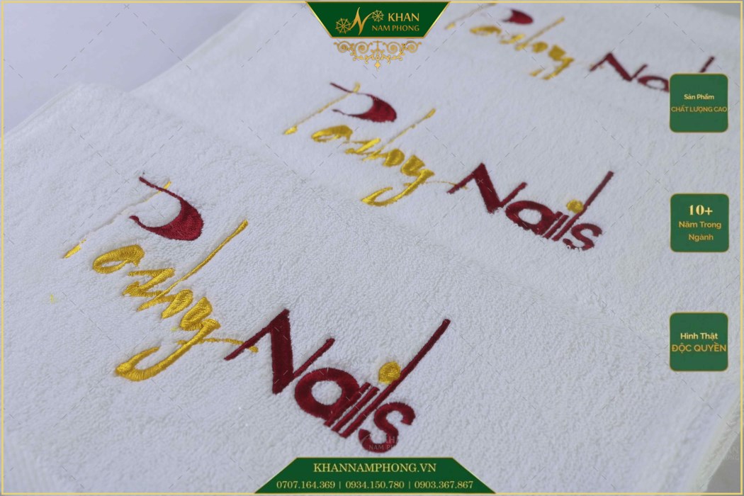 Khăn Tay Cotton Thêu Logo Màu Sắc Khăn tay cotton thêu logo màu sắc
