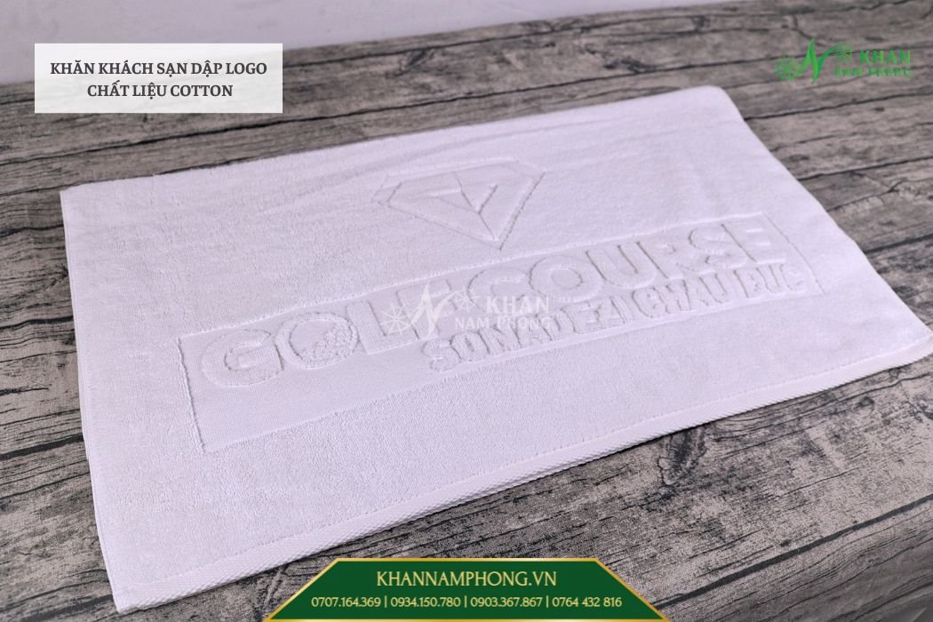 Khăn Khách Sạn Cotton Dập Logo Theo Yêu Cầu Khăn khách sạn cotton dập logo theo yêu cầu