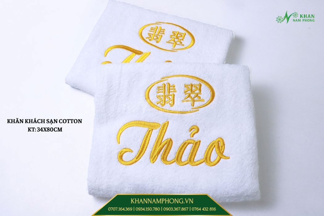Khăn Khách Sạn Cotton Thêu Logo Khăn khách sạn cotton thêu logo