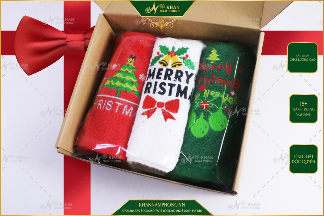 Set 3 Khăn Mặt Noel Nam Phong Set 3 khăn mặt Noel Nam Phong