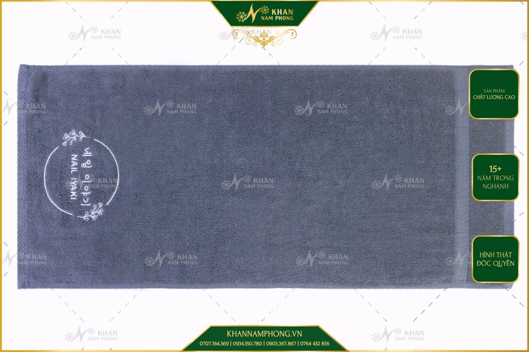 Khăn Spa Nail Cotton Thêu Logo Kích Thước 34X80Cm Khăn spa nail cotton thêu logo kích thước 34x80cm