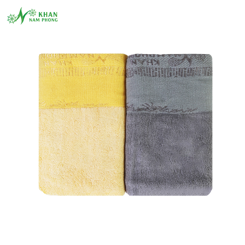 Khăn Tắm Sợi Tre Nam Phong Màu Xám Và Vàng 60X120Cm Khăn tắm sợi tre Nam Phong màu xám và vàng 60x120cm