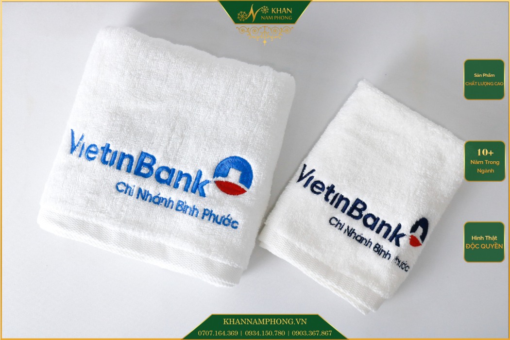 Khăn Tắm Và Khăn Mặt Thêu Logo Vietinbank Khăn tắm và khăn mặt thêu logo Vietinbank