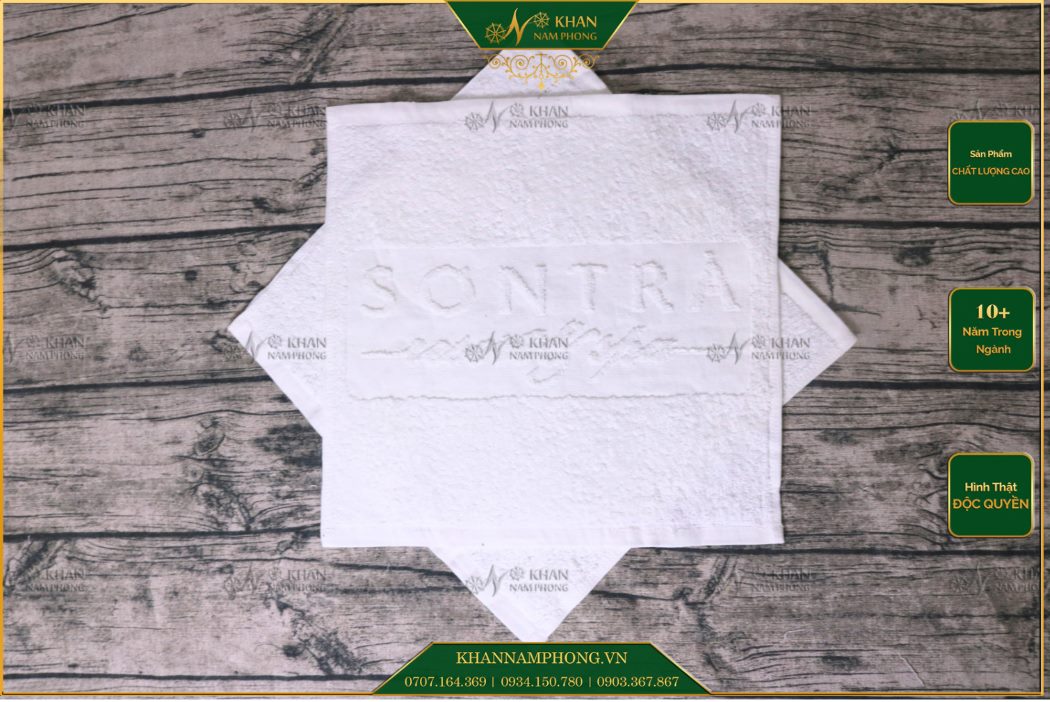 Khăn Tay Khách Sạn 25X25Cm Dập Logo Khăn tay khách sạn 25x25cm dập logo
