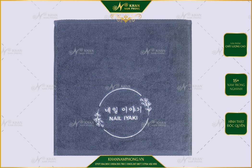 Khăn Tay Spa Nail Cotton Thêu Logo Kích Thước 25X25Cm Khăn tay spa nail cotton thêu logo kích thước 25x25cm