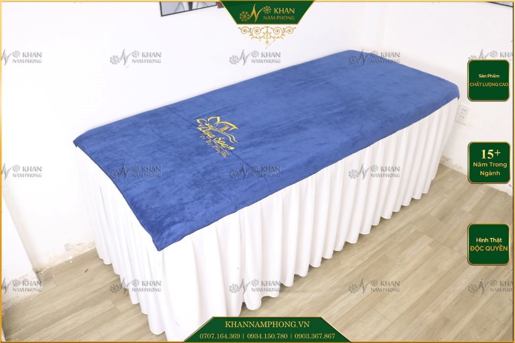 Bộ Khăn Trải Giường Spa Microfiber Thêu Logo Bộ khăn trải giường spa microfiber thêu logo