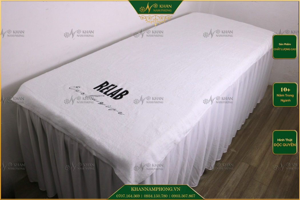 Khăn Trải Giường Spa Đà Nẵng, Chất Liệu Cotton, Thêu Logo Khăn trải giường spa Đà Nẵng, chất liệu cotton, thêu logo