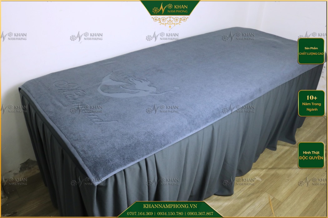 Khăn trải giường spa màu xám chất liệu cotton mềm mại Khăn trải giường spa màu xám chất liệu cotton mềm mại