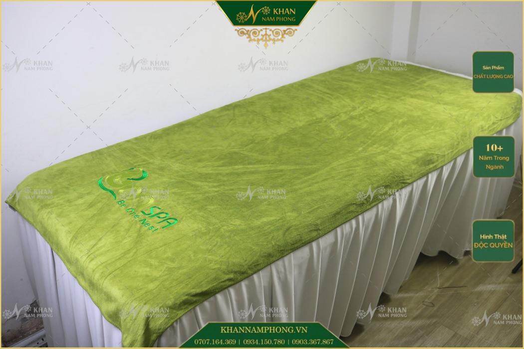 Khăn trải giường spa microfiber màu xanh lá tự nhiên thoáng mát Khăn trải giường spa microfiber màu xanh lá tự nhiên thoáng mát