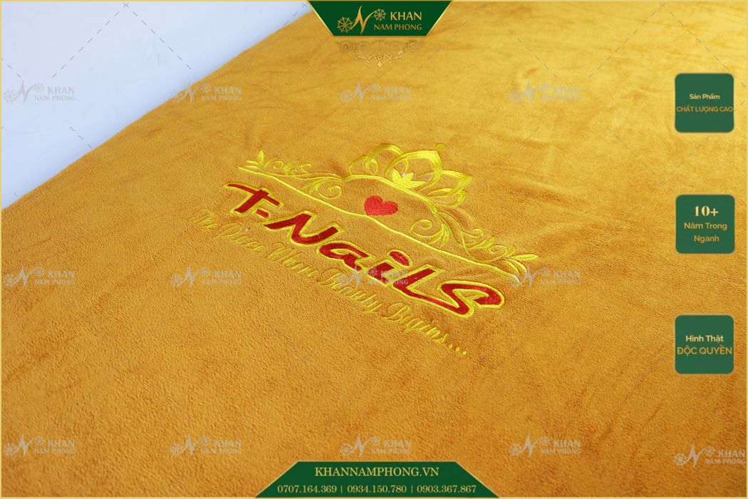 Khăn Trải Giường Spa Microfiber 90X190Cm Thêu Logo T Nails Khăn trải giường spa microfiber 90x190cm thêu logo T Nails