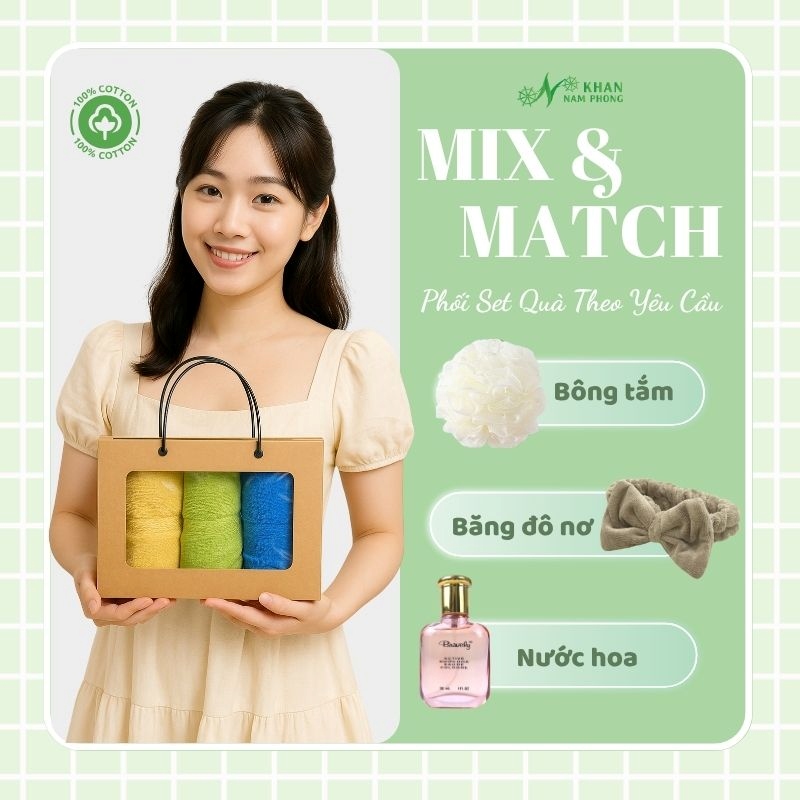 Set Khăn Quà Tặng Phối Theo Yêu Cầu Chỉ Từ 100K Set khăn quà tặng phối theo yêu cầu chỉ từ 100k