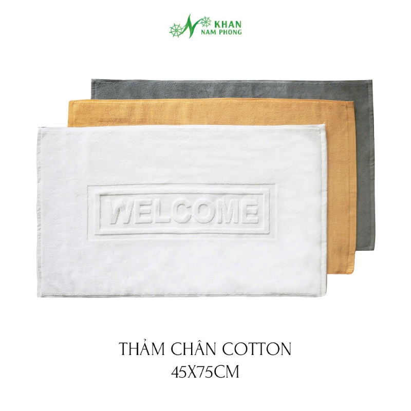 Thảm Chân Khách Sạn Cotton 45X75Cm Dập Nổi Chữ Welcome Thảm chân khách sạn cotton 45x75cm dập nổi chữ Welcome