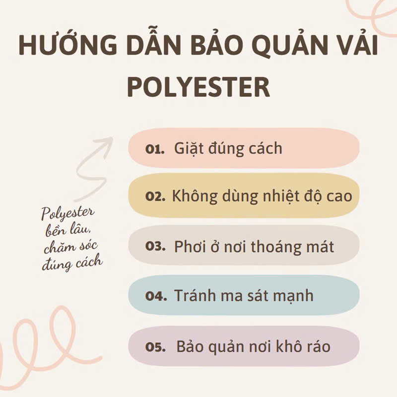 Chất Vải Polyester Là Gì? Đặc Điểm, Ứng Dụng Chi Tiết Những điều cần lưu ý khi sử dụng vải polyester