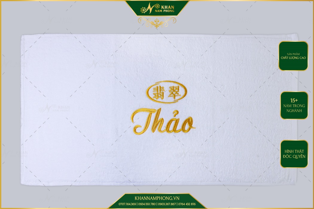 Khăn Mặt Spa Nails Thêu Logo Thảo Ở Giữa Khăn Khăn mặt spa nails thêu logo Thảo ở giữa khăn