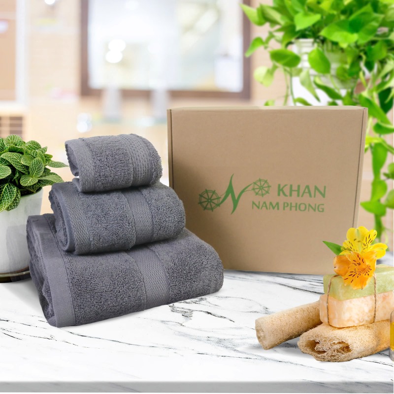 Khăn Tắm Nam Phong Cotton Màu Xám Khăn tắm Nam Phong cotton màu xám