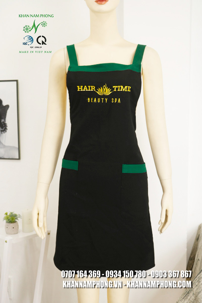 Tạp Dề Thêu Logo Hair Time Beauty Spa Cực Xinh Tạp dề thêu logo Hair Time Beauty Spa cực xinh
