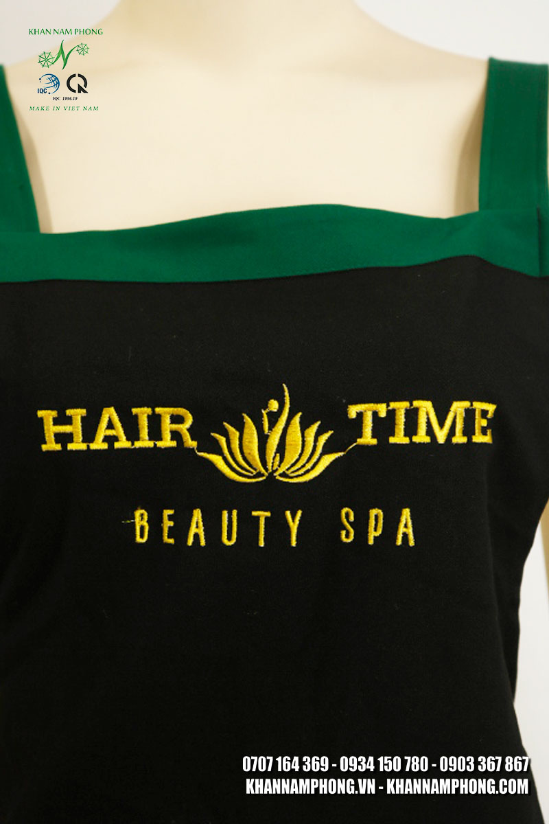 Tạp Dề Thêu Logo Hair Time Beauty Spa Cực Xinh Tạp dề thêu logo Hair Time Beauty Spa cực xinh