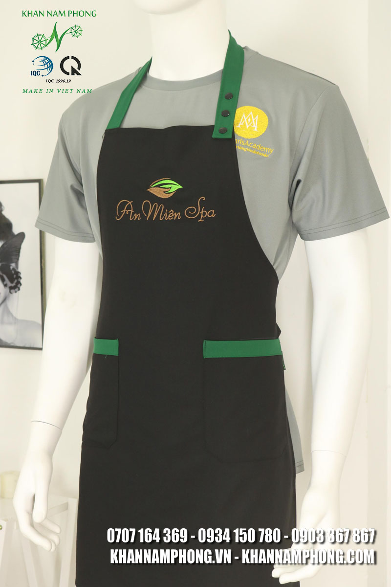 Thông Tin Về Tạp Dề Salon Nail, Spa Màu Đen Thêu Logo Freesize Thông Tin Về Tạp Dề Salon Nail, Spa Màu Đen Thêu Logo Freesize