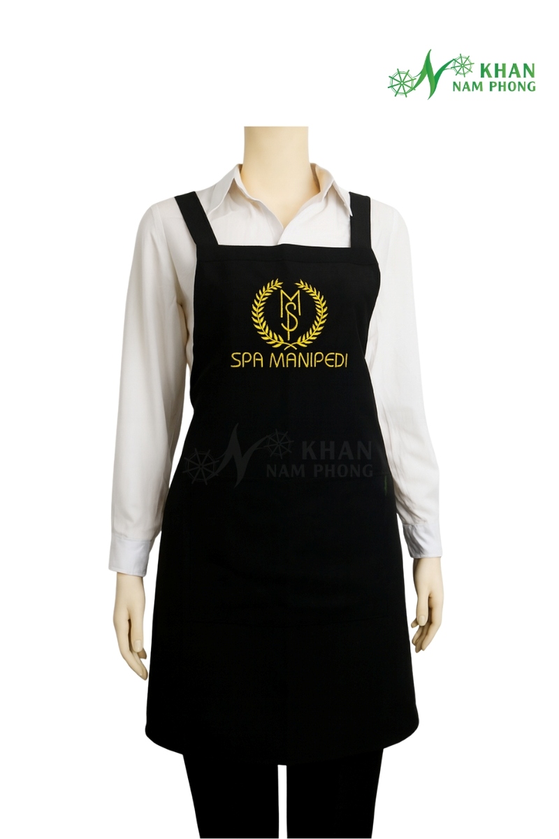 Tạp Dề Làm Nail, Làm Tóc Thêu Logo Cotton Lạnh, Đứng Form, Không Xù Lông Tạp Dề Làm Nail, Làm Tóc Thêu Logo Cotton Lạnh, Đứng Form, Không Xù Lông