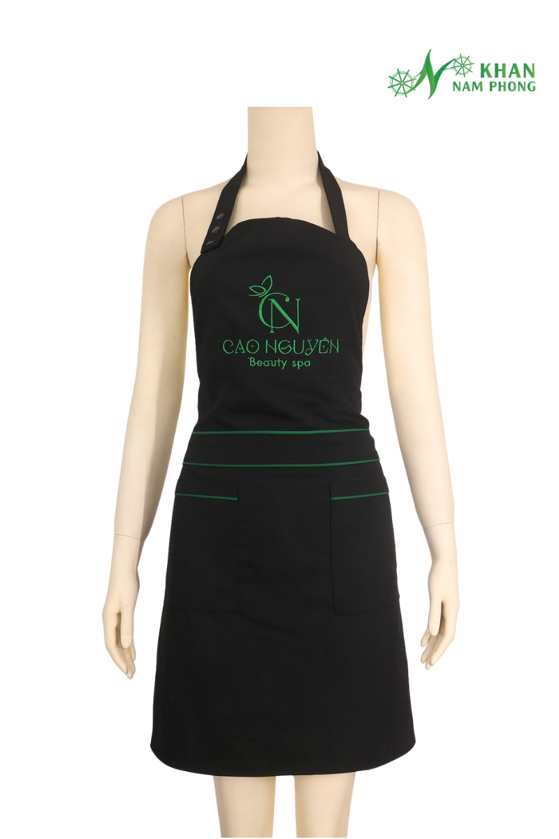 Tạp Dề Làm Nail, Làm Tóc Thêu Logo Cotton Lạnh, Đứng Form, Không Xù Lông Tạp Dề Làm Nail, Làm Tóc Thêu Logo Cotton Lạnh, Đứng Form, Không Xù Lông