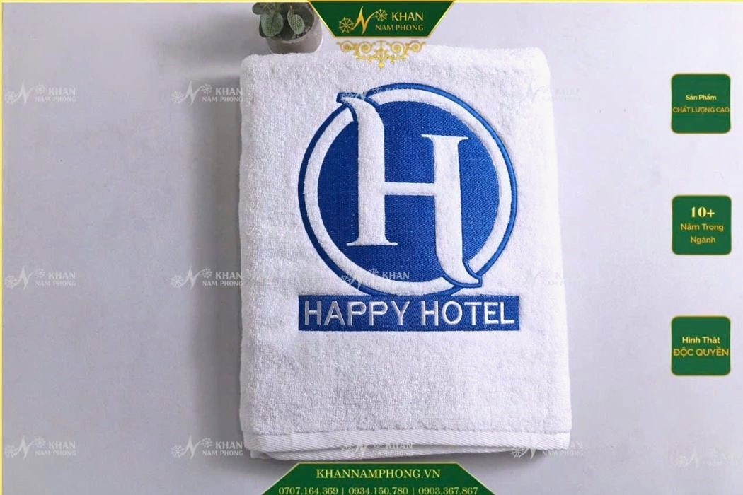 Khăn Nhà Nghỉ Thêu Logo Kích Thước 60X120Cm Khăn nhà nghỉ thêu logo kích thước 60x120cm