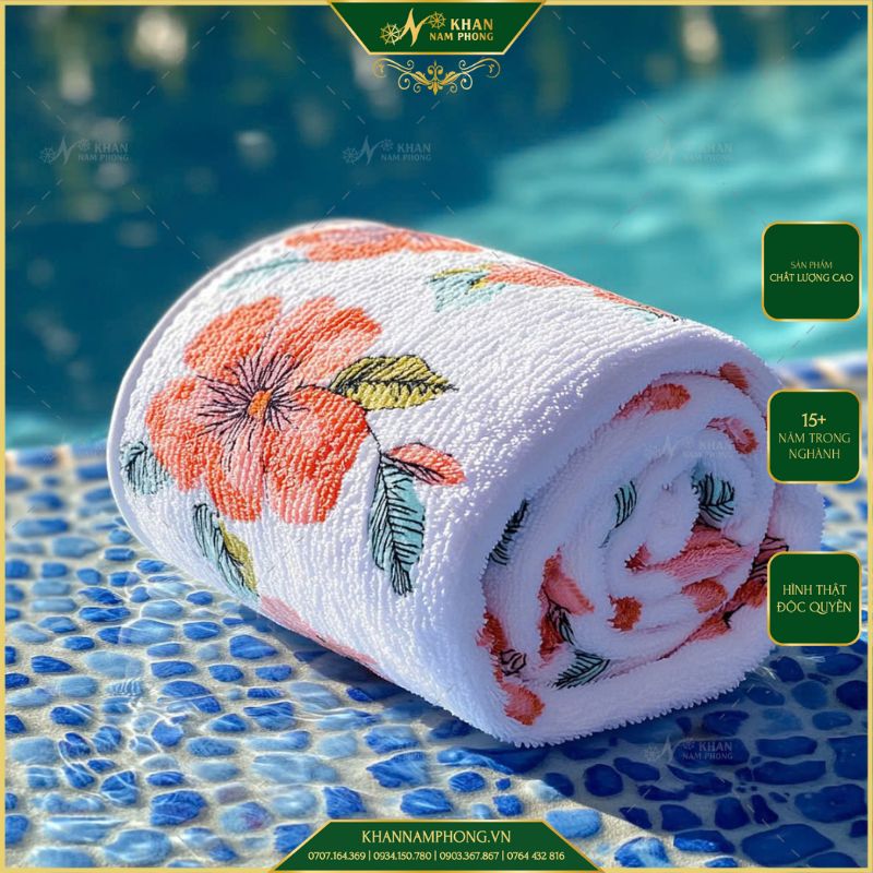 Khăn Hồ Bơi Họa Tiết Bông Hoa Khăn hồ bơi họa tiết bông hoa