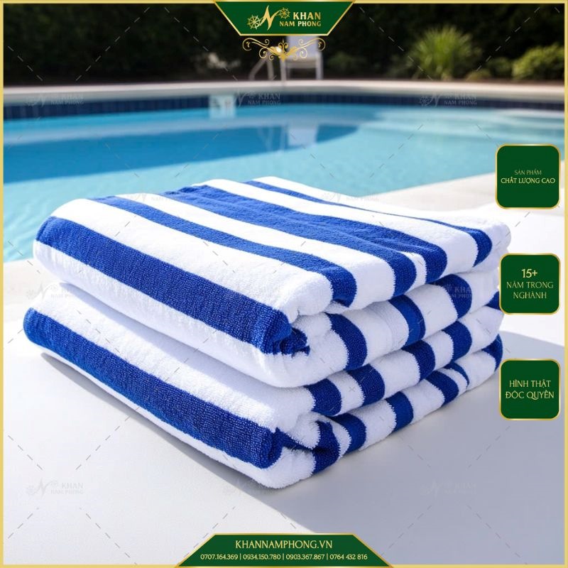 Khăn Tắm Hồ Bơi Họa Tiết Sọc 75X160Cm Khăn tắm hồ bơi họa tiết sọc 75x160cm