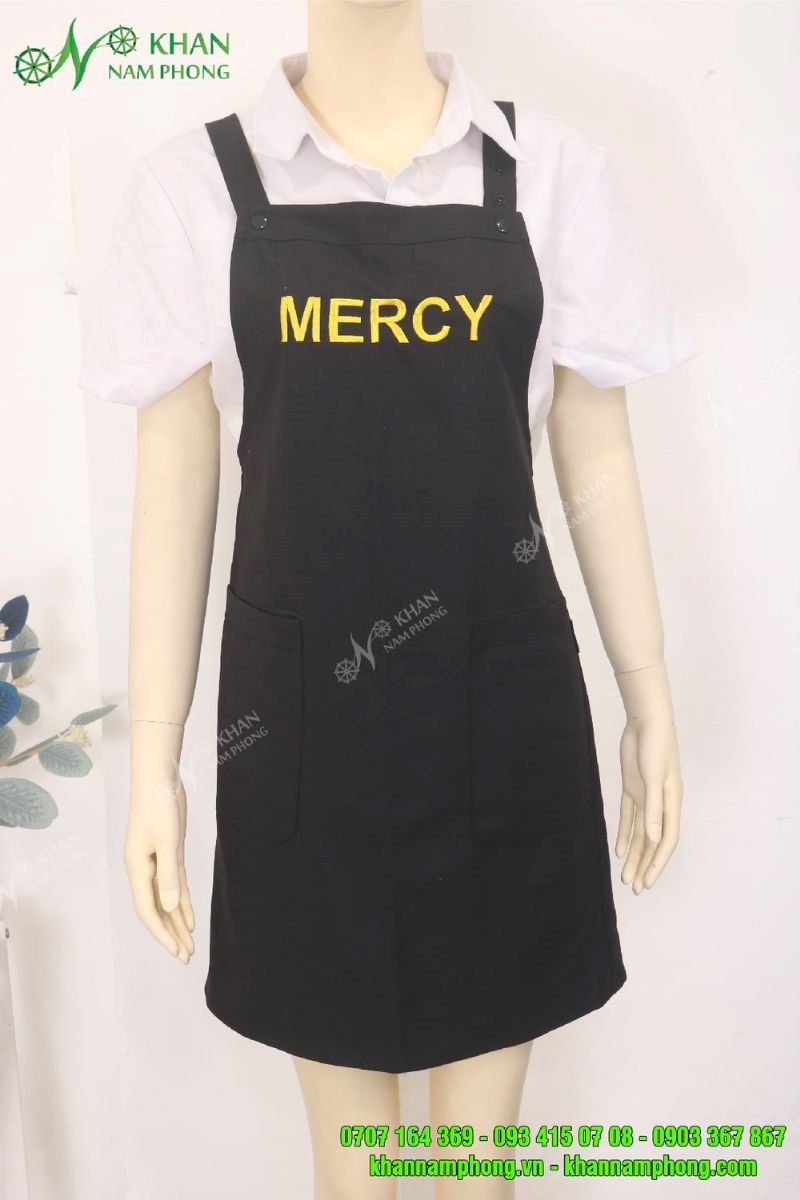 Mẫu Tạp Dề Làm Nail, Làm Tóc Dáng Basic Thêu Logo Màu Xanh Đen Mẫu Tạp Dề Làm Nail, Làm Tóc Dáng Basic Thêu Logo Màu Xanh Đen