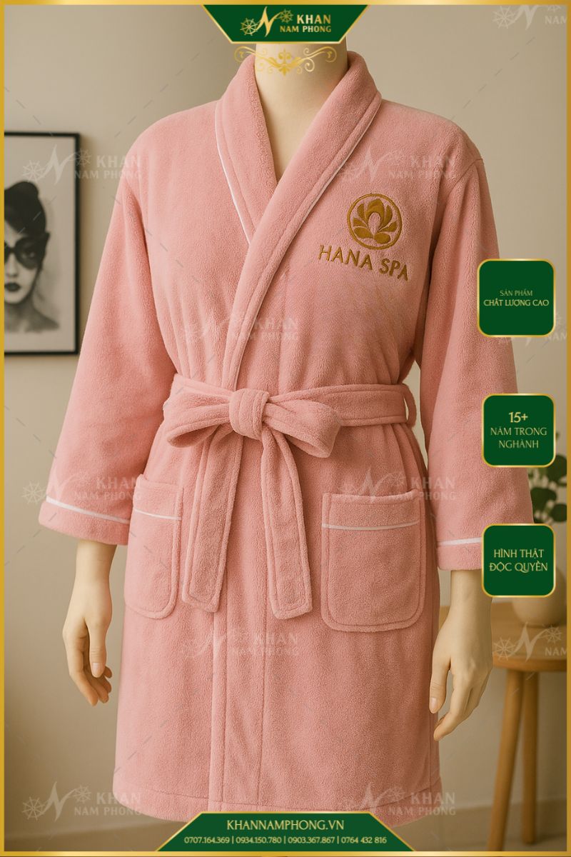 Áo Choàng Màu Hồng Chuyên Dụng Cho Spa, Resort, Khách Sạn Cotton Lạnh Freesize Áo Choàng Màu Hồng Chuyên Dụng Cho Spa, Resort, Khách Sạn Cotton Lạnh Freesize
