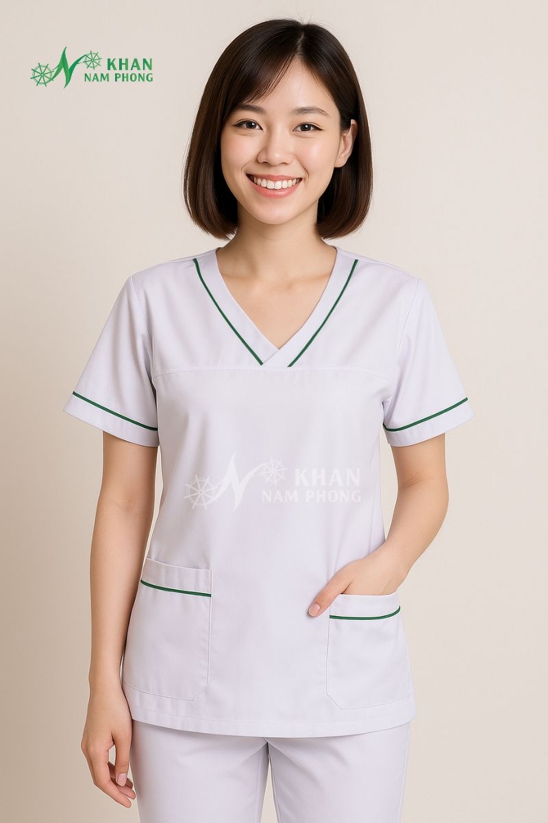 Bộ Quần Áo Blu Scrubs Cổ Tim Áo Blouse Y Tế Bộ Quần Áo Blu Scrubs Cổ Tim Áo Blouse Y Tế