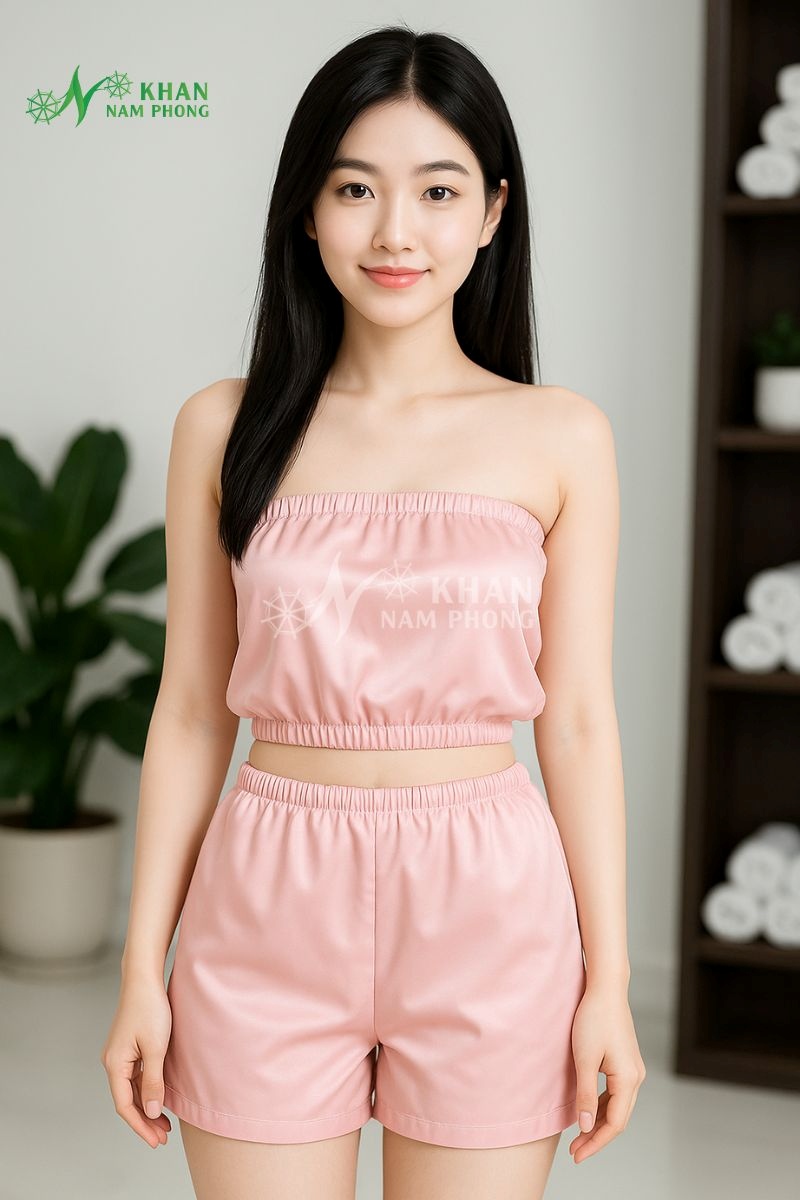 Bộ Quần Áo Cho Khách Làm Liệu Trình Giảm Béo Màu Hồng Bộ quần áo giảm béo cho spa giúp khách hàng thoải mái trong quá trình liệu trình