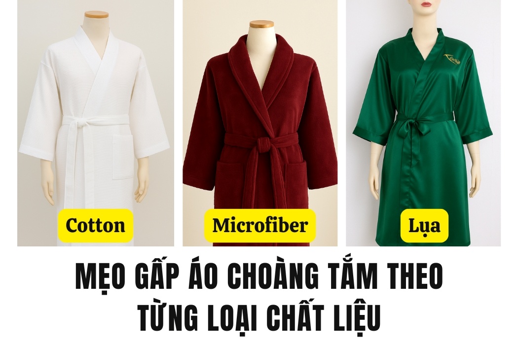 Mẹo Gấp Áo Choàng Tắm Theo Từng Chất Liệu Mẹo gấp áo choàng tắm theo từng chất liệu