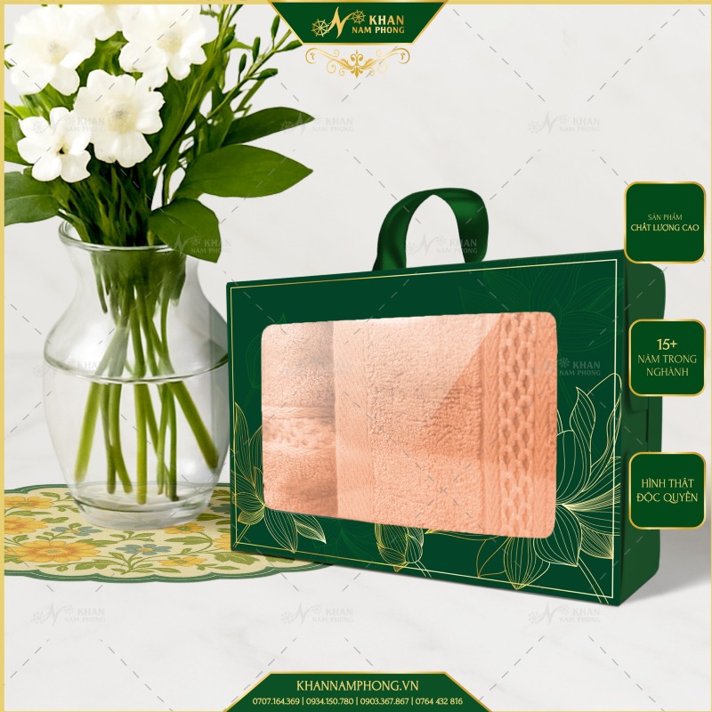 Combo 2 Khăn Quà Tặng V-Bamboo Màu Cam Đất Có Nắp Độc Quyền Cao Cấp 50X100Cm &Amp; 34X80Cm Khăn quà tặng cao cấp cam đất V-Bamboo độc quyền với thiết kế sang trọng