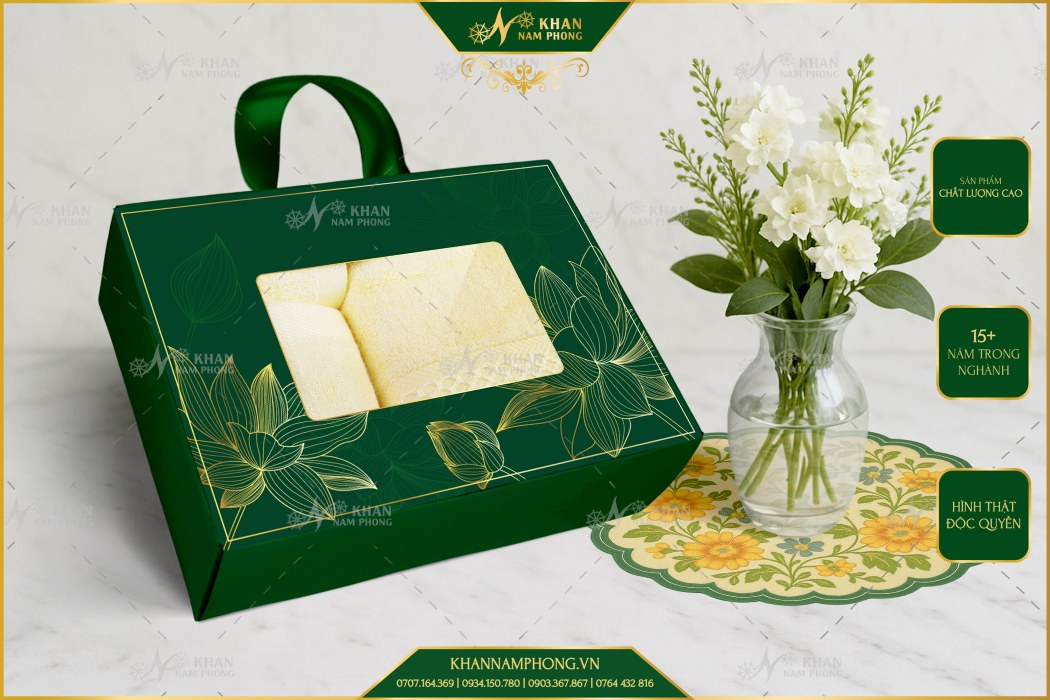 Set 3 Khăn Quà Tặng V-Bamboo Cho Đối Tác Màu Vàng Kt- 34X80Cm 40X60Cm 60X120Cm Set khăn quà tặng cao cấp V-Bamboo màu vàng thể hiện sự sang trọng