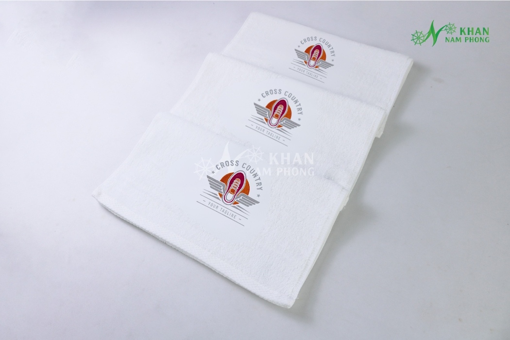 Khăn Lau Mồ Hôi Chạy Bộ 100% Cotton Màu Trắng Thêu Logo 34X80Cm Khăn lau mồ hôi chạy bộ chất lượng cao cho người thể thao