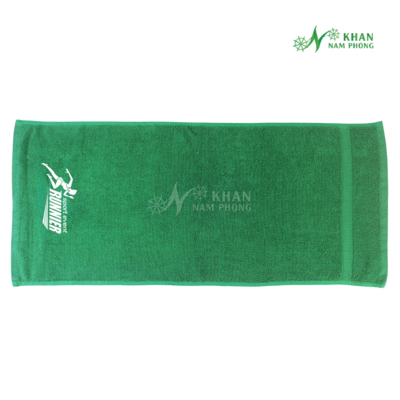 Khăn Lau Mồ Hôi Cotton Cao Cấp Màu Xanh Lá Thêu Logo 34X80Cm Khăn lau mồ hôi cao cấp màu xanh lá, thêu logo chuyên nghiệp cho doanh nghiệp