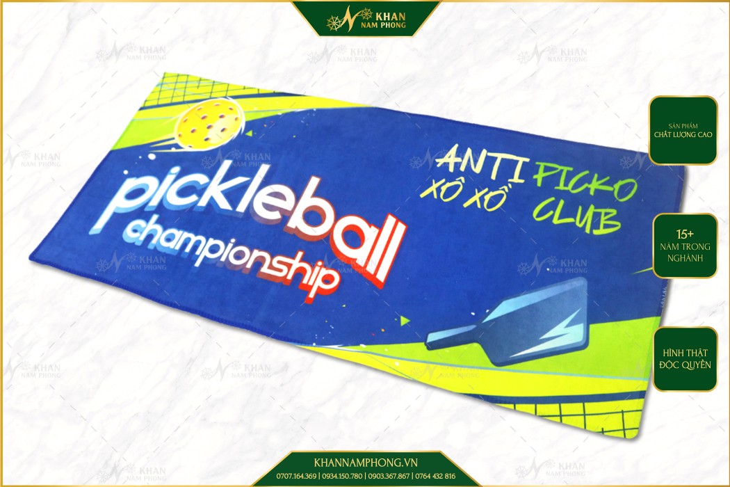 Khăn In Chuyển Nhiệt Pickleball Chất Liệu Microfiber Khăn microfiber cho thể thao với thiết kế bắt mắt