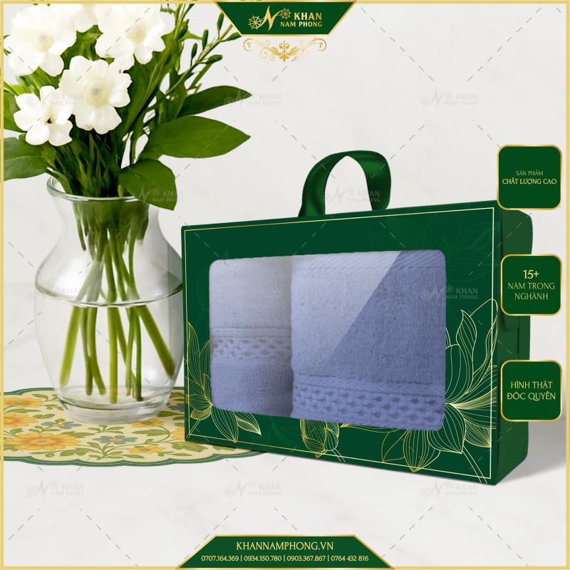 Hộp 2 Khăn Quà Tặng V-Bamboo Màu Xanh Navy Cao Cấp 50X100Cm &Amp; 34X80Cm Hộp 2 Khăn Quà Tặng V-Bamboo Màu Xanh Navy Cao Cấp 50X100cm & 34x80cm