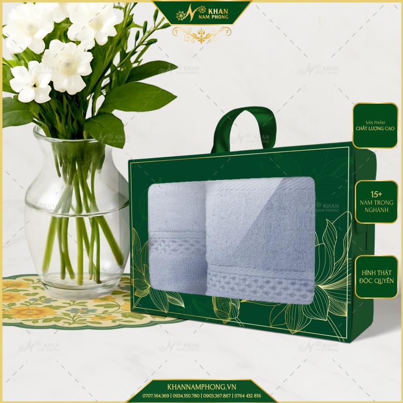 Set 2 Khăn Quà Tặng V-Bamboo Màu Xám Xanh Cao Cấp 50X100Cm &Amp; 34X80Cm Khăn quà tặng cao cấp từ V-Bamboo màu xám xanh, mang lại vẻ sang trọng cho dịch vụ của bạn.