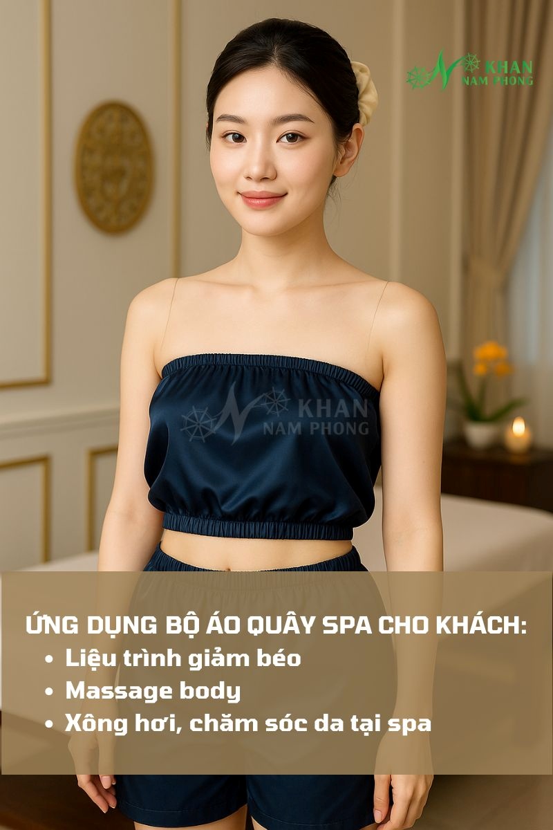 Ứng Dụng Bộ Quần Áo Spa Giảm Béo Cho Khách Ứng dụng bộ quần áo spa giảm béo cho khách