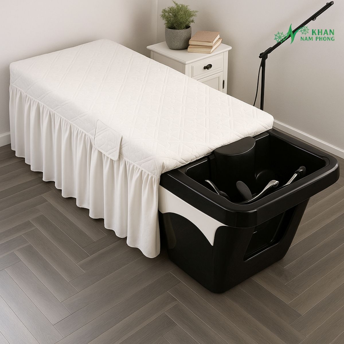 Ga Trải Giường Gội Đầu Màu Trắng Chất Liệu Cotton Chần Bông Ga trải giường gội đầu màu trắng chất liệu cotton chần bông cao cấp
