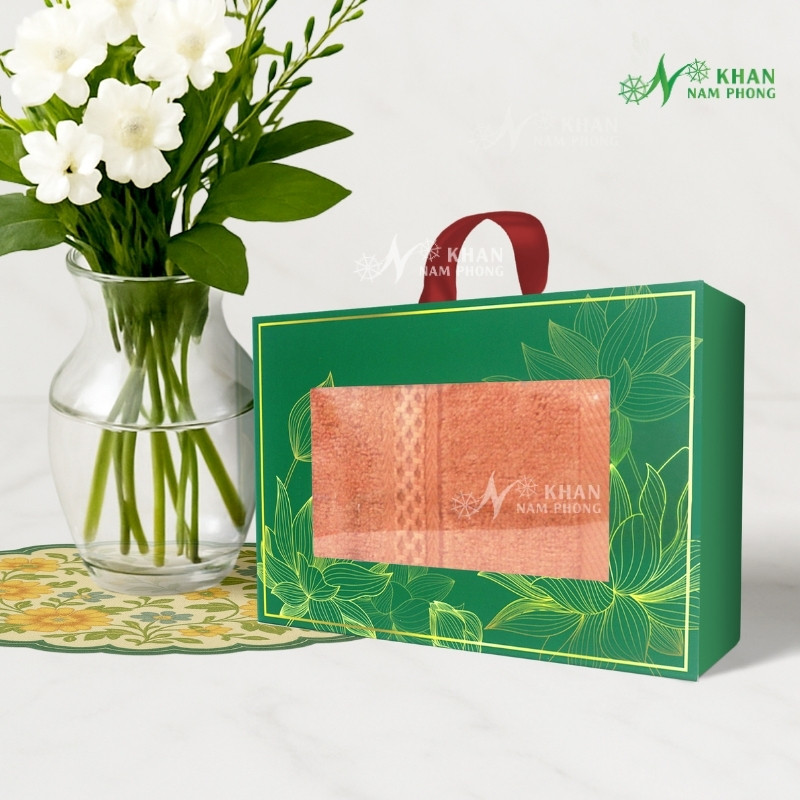 Set Khăn Vbamboo Sợi Tre Quà Tặng Cao Cấp 34X80Cm Đóng Hộp Kéo (9 Màu Khác Nhau) Set Khăn VBamboo Quà Tặng Cao Cấp 34x80cm Màu Cam Đóng Hộp Kéo Xanh Lá