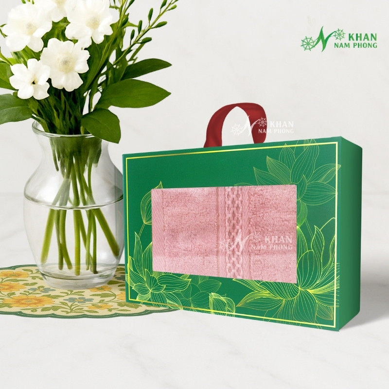 Set Khăn Vbamboo Sợi Tre Quà Tặng Cao Cấp 34X80Cm Đóng Hộp Kéo (9 Màu Khác Nhau) Set Khăn VBamboo Quà Tặng Cao Cấp 34x80cm Màu Hồng Đóng Hộp Kéo Xanh Lá