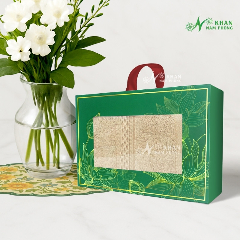 Set Khăn Vbamboo Sợi Tre Quà Tặng Cao Cấp 34X80Cm Đóng Hộp Kéo (9 Màu Khác Nhau) Set Khăn VBamboo Quà Tặng Cao Cấp 34x80cm Màu Nâu Nhạt Đóng Hộp Kéo Xanh Lá